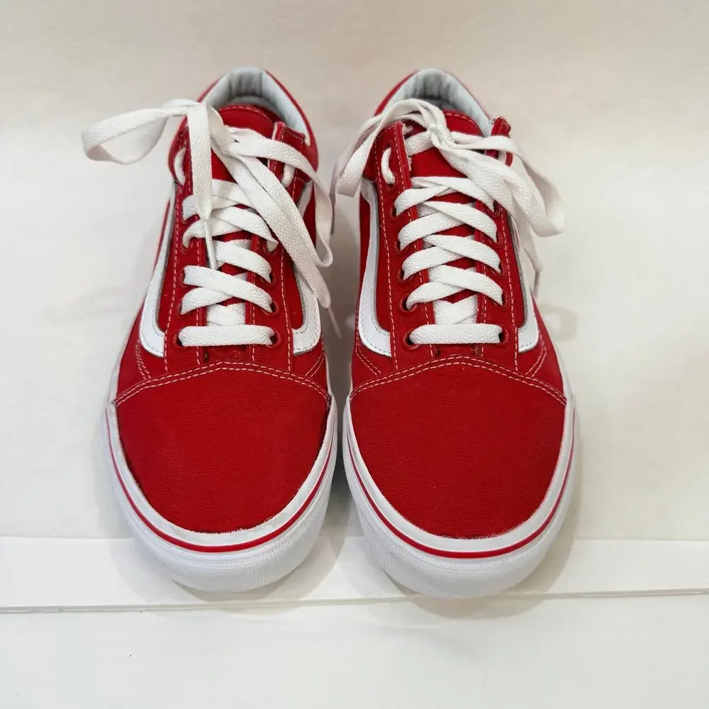 Vans Old Skool Red Low Top Sneakers Lace Up Canvas Skater Shoes Unisex M 7.5 W 9